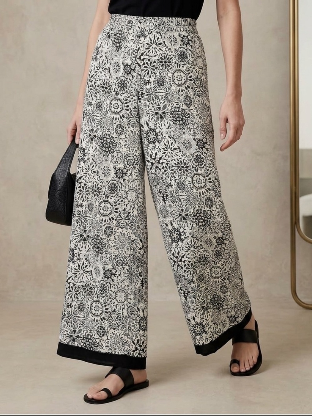 Rodier Paris Wide Pants size S Floral wide legs casual party summer classic